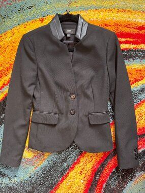 Mexx Small Black Blazer Faux Leather Accents